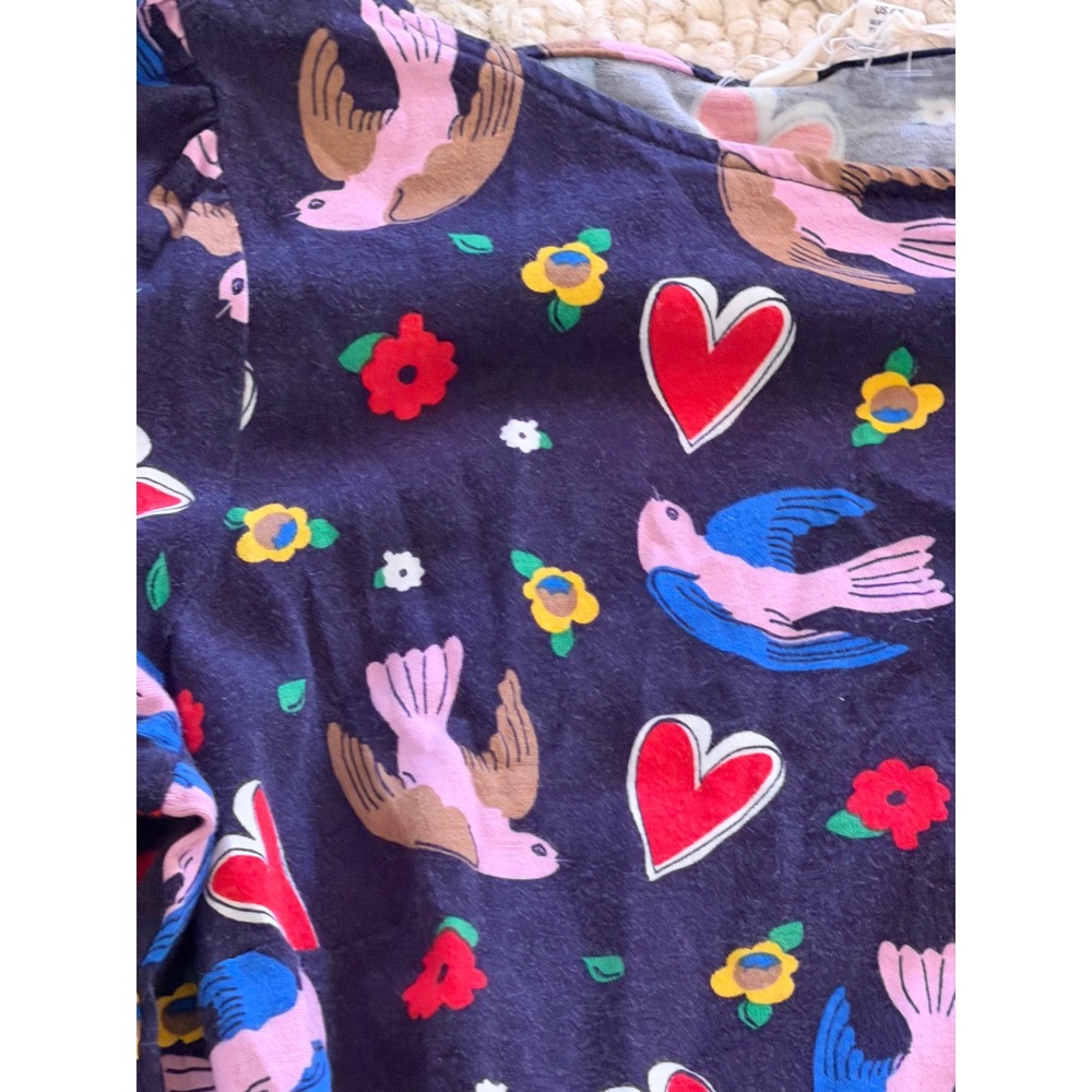 Boden Leandra Navy Blue Bird Dove Heart Print Long Sleeve Midi Dress Tie Waist 8 - Picture 8 of 13
